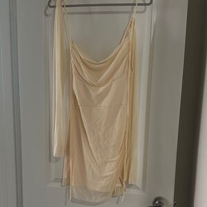 Elegant Cream Draped Dress